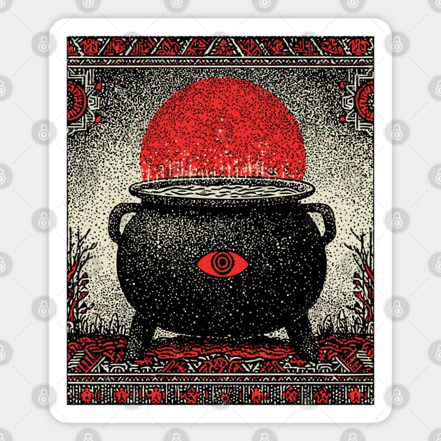 Witch's Cauldron Tarot Card | Wiccan All-Seeing Eye Spell Magnet by TuncGK